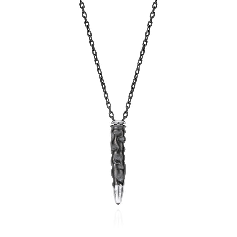 Bullet Peace Black Diamond Pendant in Oxidised Sterling Silver