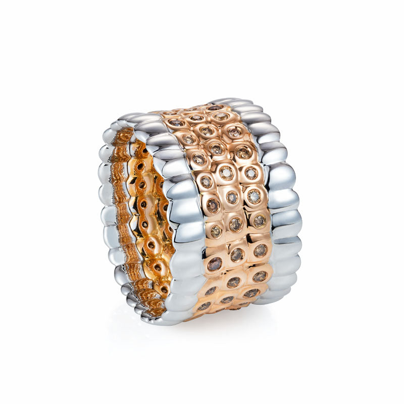 Skin Cinta Brown Diamond Ring in 18K Rose & White Gold