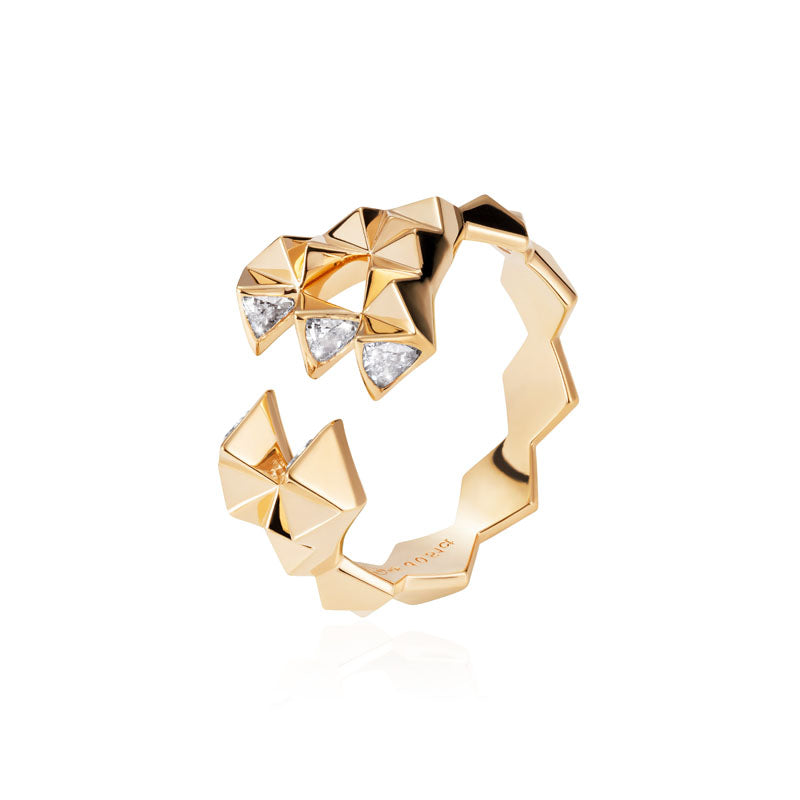 Babylon Split Diamond Ring in 18K Yellow Gold
