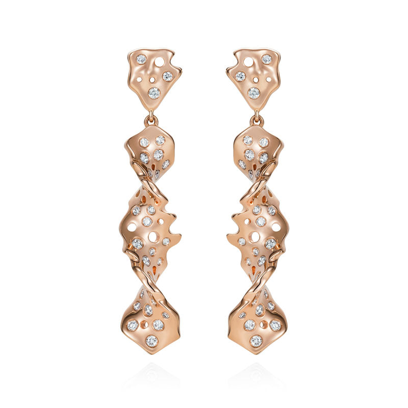 Twisted Star Diamond Earrings in 18K Rose Gold